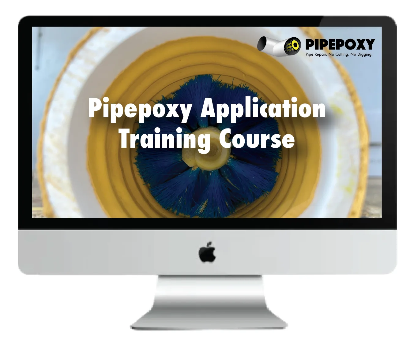 Pipepoxy Application Training and Certification Course screen on a laptop