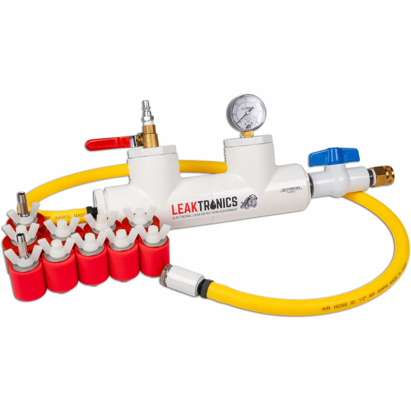 Complete pressure test kit with gauge and fittings