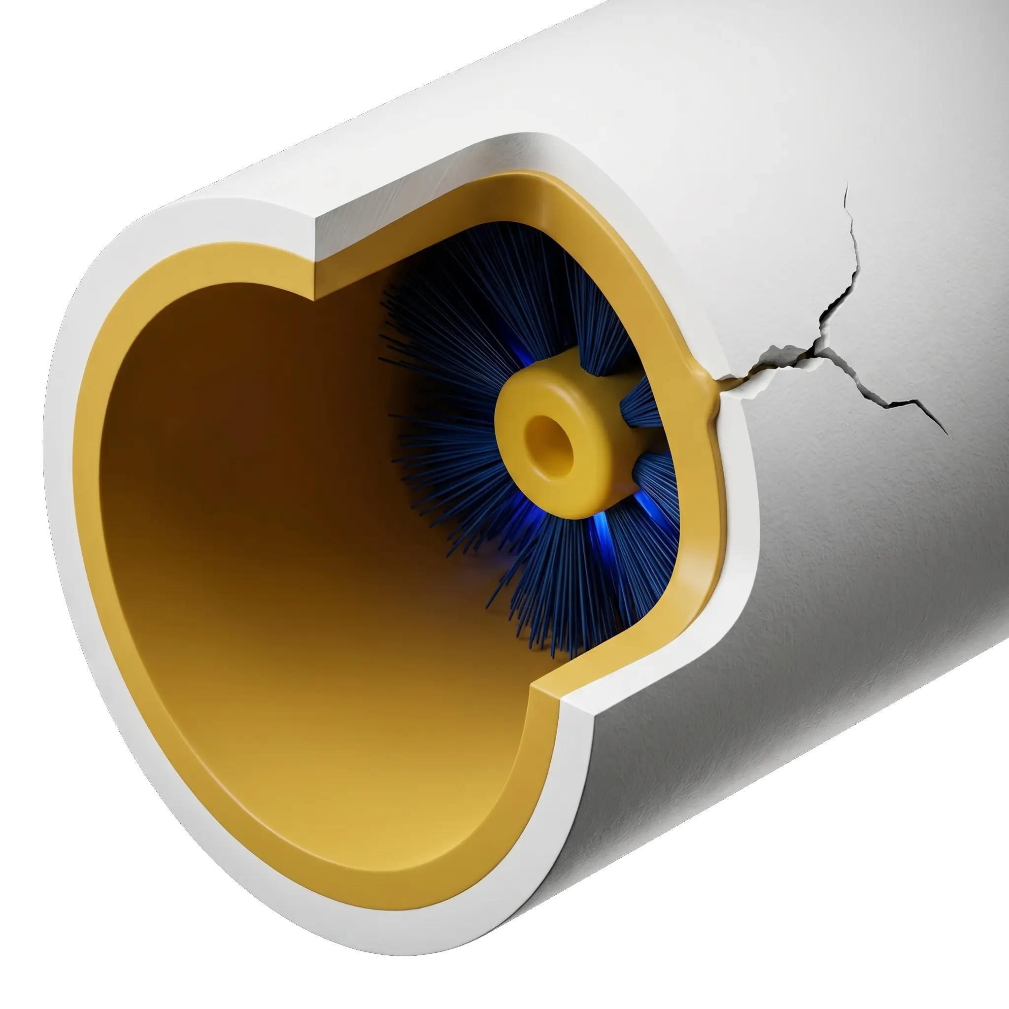 PipePoxy-coated pipe interior with brush applicator
